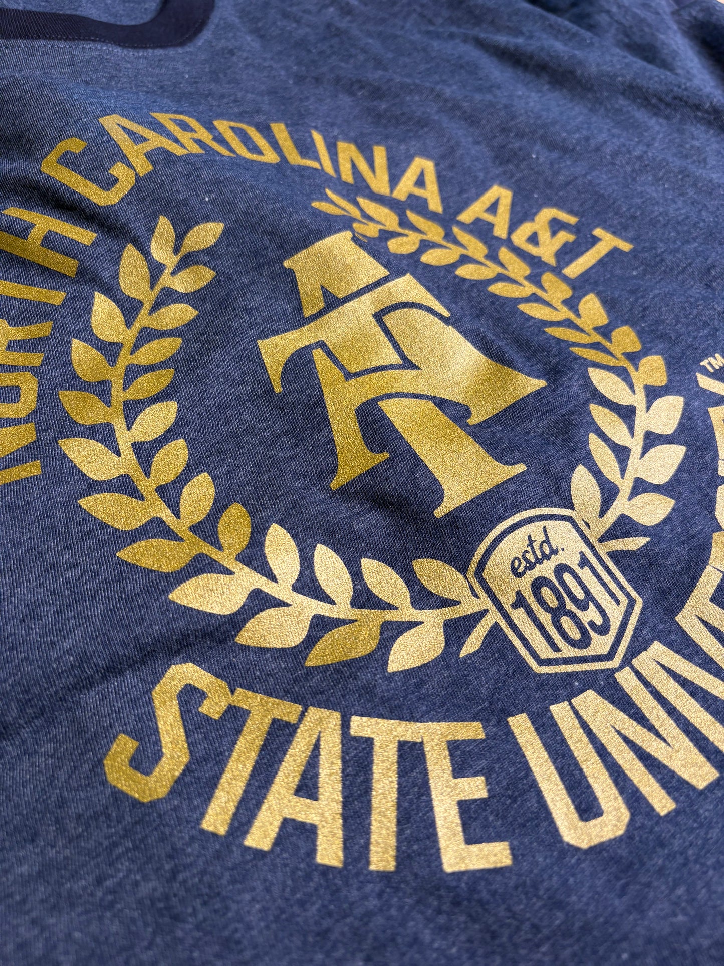 NCAT Laurel Emblem Ringer Tee