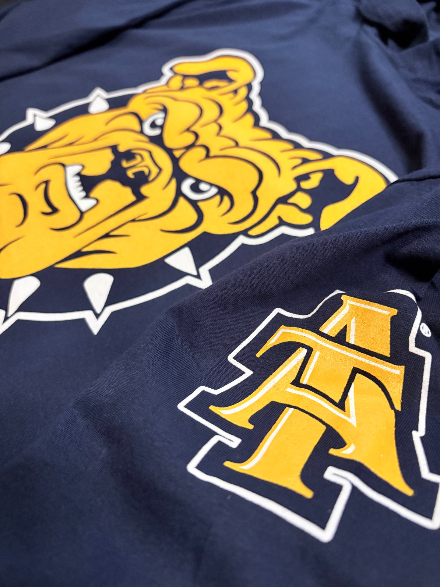 NCAT Aggie Dog Gold and White on Navy T-shirt Hoodie
