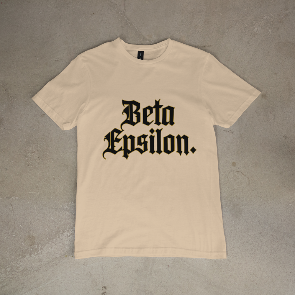 Beta Epsilon. Old English Stack Tee