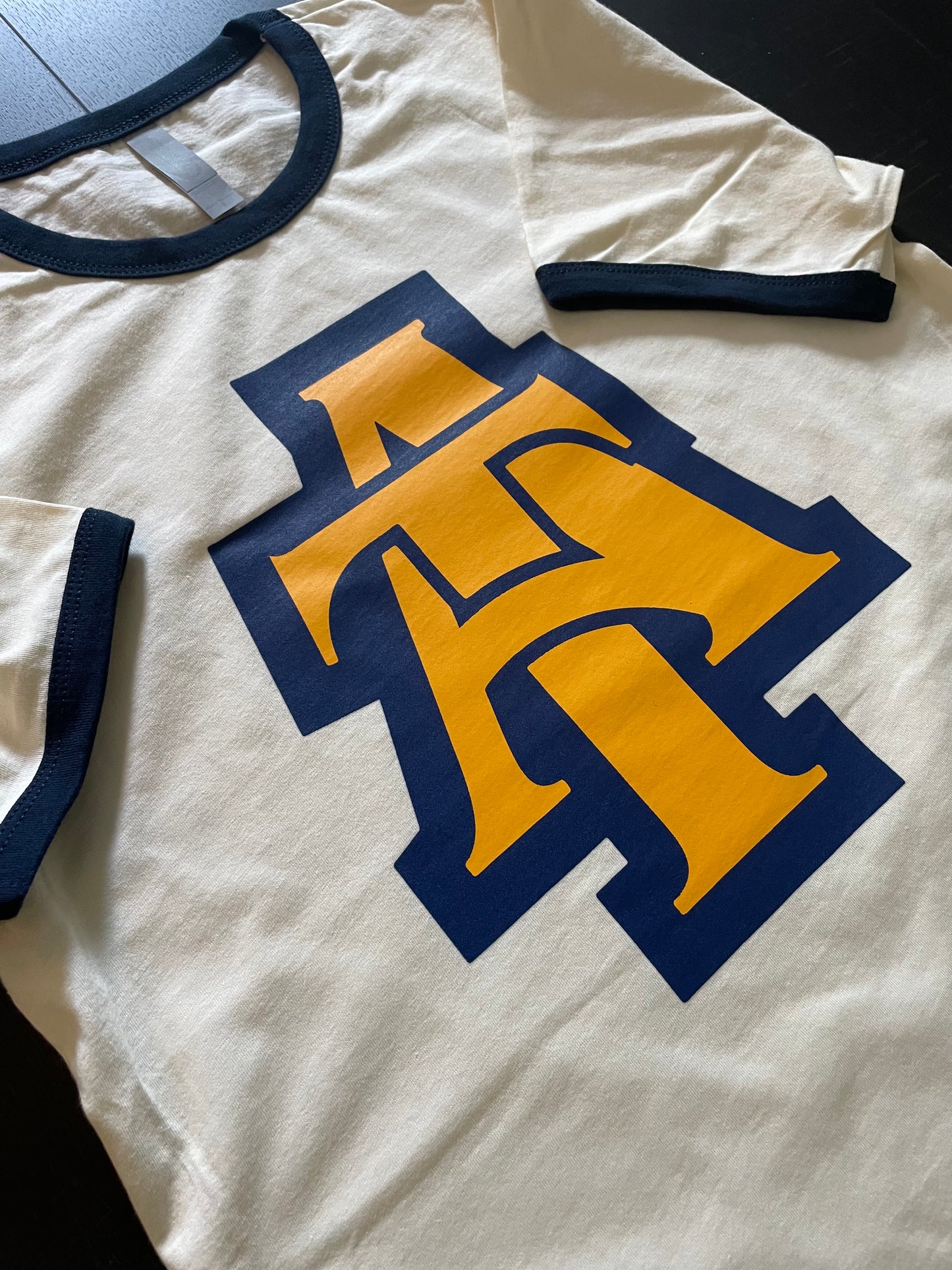 NCAT Interlock Cream & Navy Ringer Tee