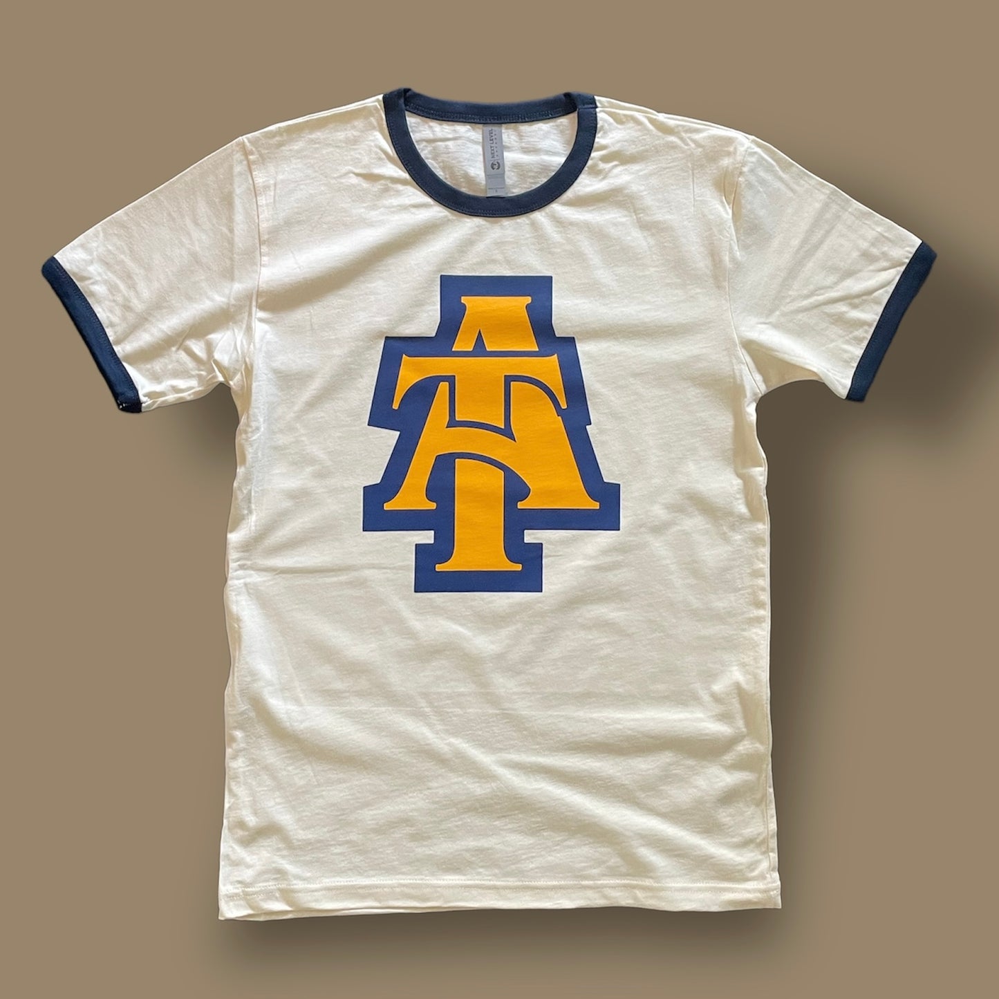 NCAT Interlock Cream & Navy Ringer Tee