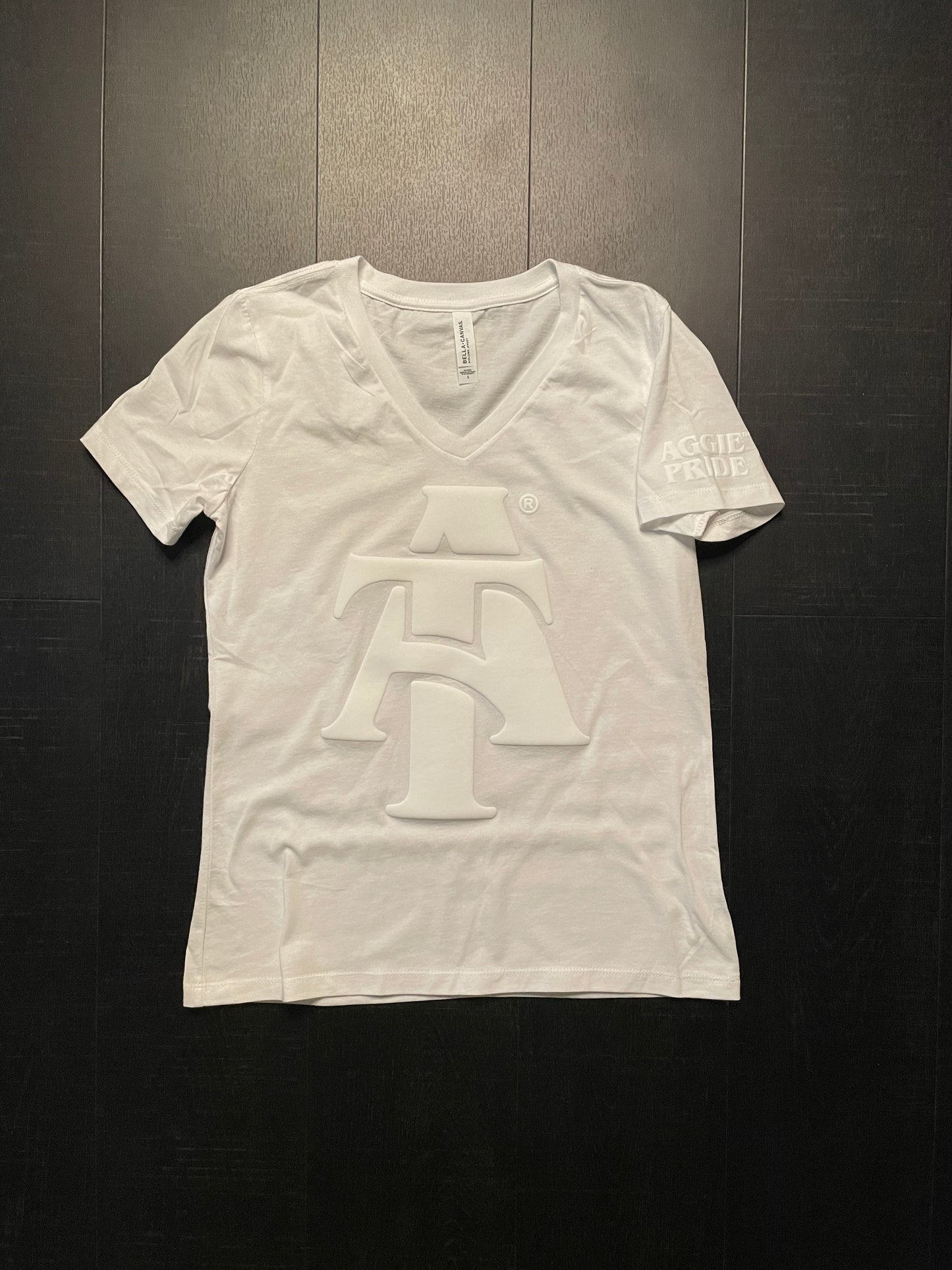 NCAT Interlock White Puff V-neck T-shirt