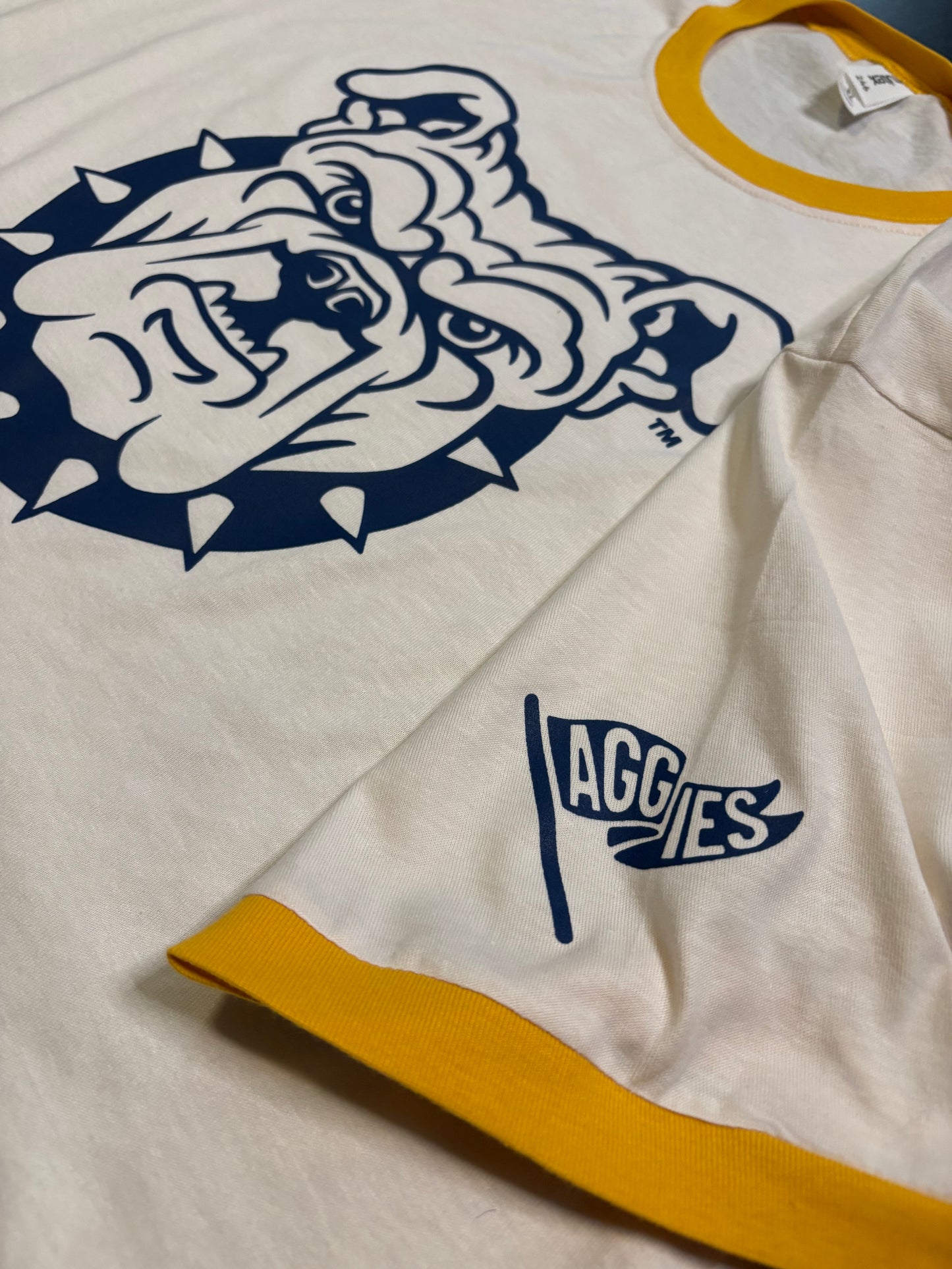 NCAT Aggie Dog White/Gold Ringer