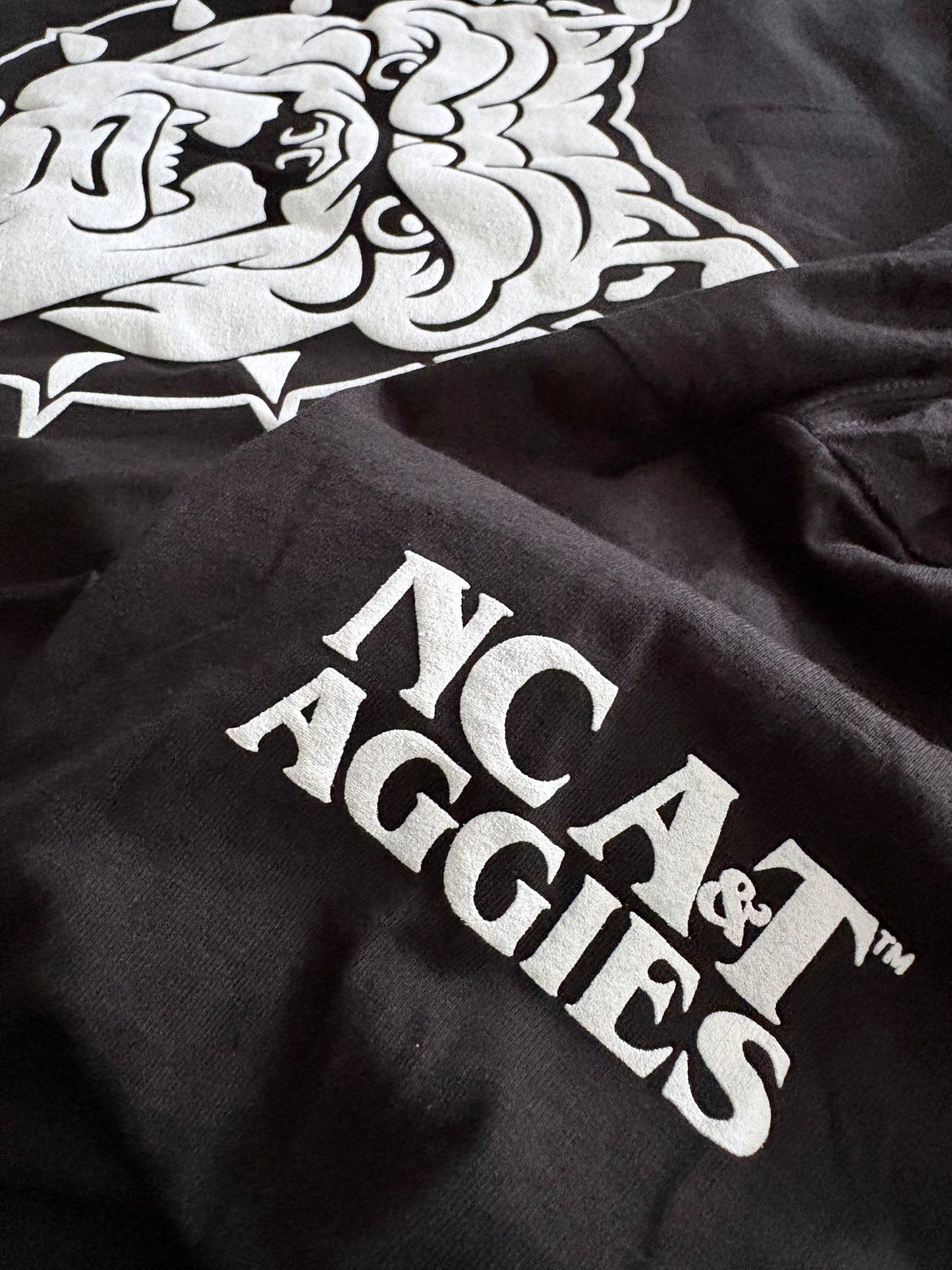NCAT Aggie Dog White on Black T-shirt Hoodie